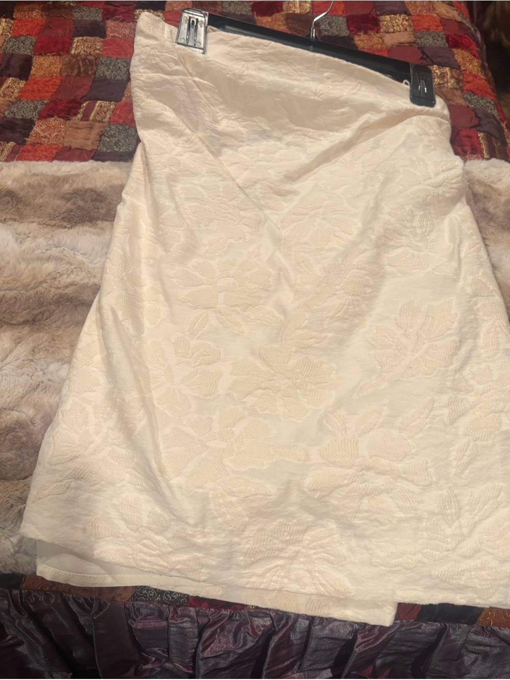 Anthropologie Cream Floral Jacquard Mini Dress